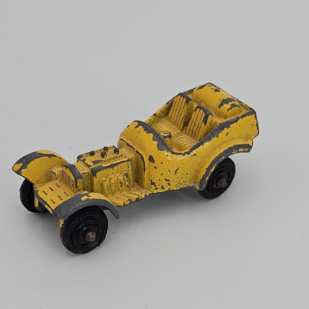 Vintage Tootsie Toy Car Die cast Yellow Roadster Hot Rod